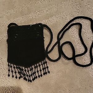 Elegant Black Beaded Women's Bag